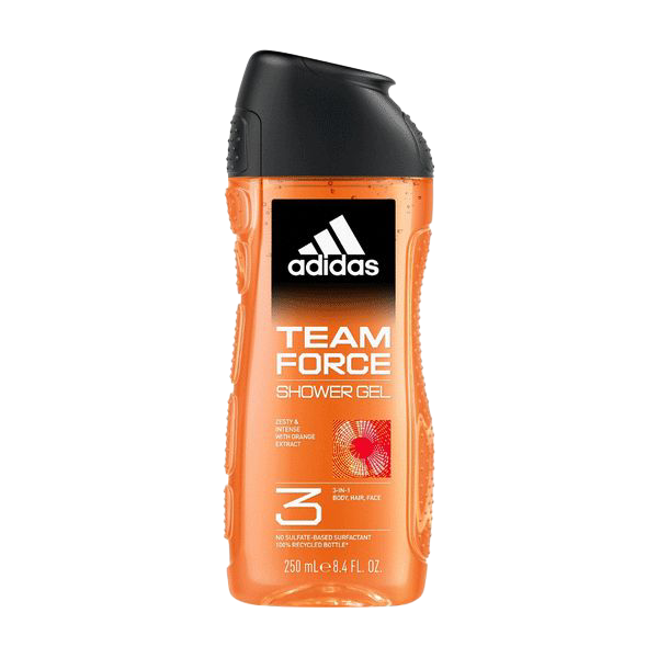 Adidas Team Force Zesty & Intense With Orange Extract 3 In 1 Hair,Face & Shower Gel, 250ml