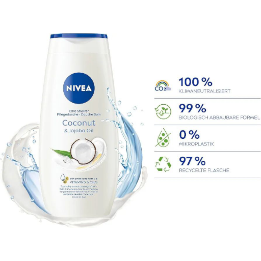 Nivea Coconut & Jojoba Oil Caring Shower Cream, For Soft Skin, 250ml